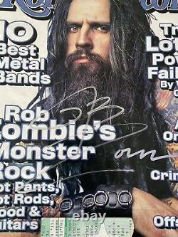 SIGNED ROB ZOMBIE ROLLING STONE MAG COVER With CONCERT TICKET STUB COA