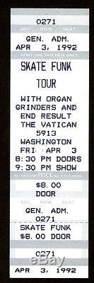 SKATE FUNK TOUR Unused Concert Ticket Stub 1992 ORGAN GRINDERS / END RESULT