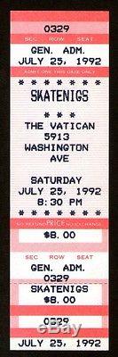 SKATENIGS Unused Concert Ticket Stub 7-25-1992 Industrial Metal Texas
