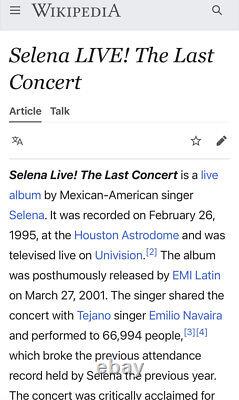 Selena Final Live Televised Concert Full Ticket 1995 Houston Rodeo 2/26 Pop1 Psa