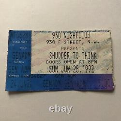 Shudder To Think 930 Nightclub Washington DC Concert Ticket Stub Vintage 1992