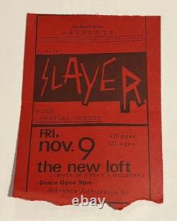 Slayer MEGA RARE concert ticket stub The New Loft November 9 1984