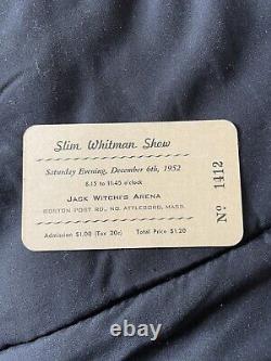 Slim Whitman Unused Concert Ticket From 1952 Vintage Country Music Icon