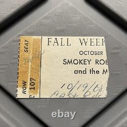 Smokey Robinson And The Miracles Fall Week Concert Ticket Stub Vintage Oct 1968