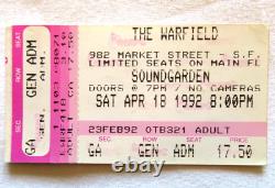 Soundgarden Concert Ticket Stub The Warfield SF APR 18 1992 Monster Magnet