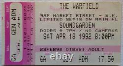 Soundgarden Concert Ticket Stub The Warfield SF APR 18 1992 Monster Magnet