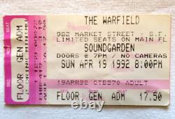 Soundgarden Concert Ticket Stub The Warfield SF APR 19 1992 Monster Magnet