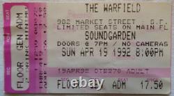 Soundgarden Concert Ticket Stub The Warfield SF APR 19 1992 Monster Magnet