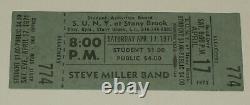 Steve Miller Band / Don Cooper Concert Ticket Stub April 17, 1971 Stoney Brook