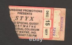 Styx & Ac/dc Original Concert Ticket Stub 12/15/77 1977 Ft Wayne In Bon Scott