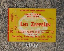 Supe rare Led Zeppelin 1973 concert ticket stub from the famous record breaking
