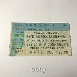 System Of A Down Fear Factory Murat Egyption Concert Ticket Stub Vintage 1999