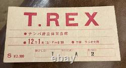 T. Rex Rare Concert Ticket Stub Osaka, Japan 12/01/1972