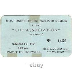 THE ASSOCIATION Concert Ticket Stub SANTA MARIA CALIFORNIA 11/3/67 WINDY Rare