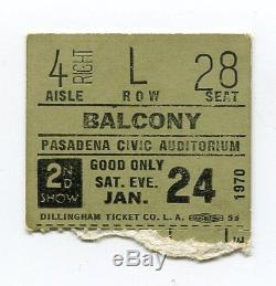 THE BAND Concert Ticket Stub 1-24-1970 Pasadena Civic Auditorium 2nd Show RARE