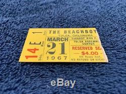 THE BEACH BOYS 1967 CONCERT TOUR TICKET STUB Tulsa, Oklahoma Assembly BEACHBOYS