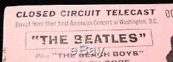 THE BEATLES 1964 Ticket Stub Closed Circuit Telecast Concert March 14 Beach Boys