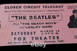 THE BEATLES 1964 Ticket Stub Closed Circuit Telecast Concert March 14 Beach Boys