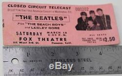 THE BEATLES 1964 Ticket Stub Closed Circuit Telecast Concert March 14 Beach Boys