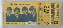 THE BEATLES 1965 concert ticket stub auto PSA Shea Stadium Aug 15