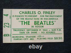 THE BEATLES Original 1964 CONCERT TICKET STUB $8.50 SEAT! Kansas City EX++