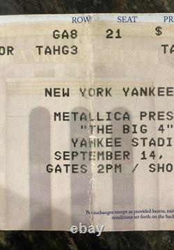 THE BIG FOUR THRASH METAL CONCERT TICKET STUB Yankee Stadium 9/14/11 Metallica