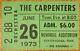 The Carpenters (band)-karen Carpenter-1973 Concert Ticket Stub (chattanooga, Tn)
