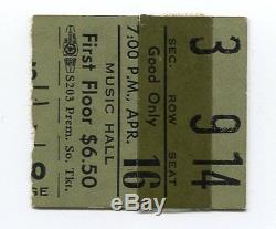 THE CARPENTERS Concert Ticket Stub 4-16-1972 Music Hall Cincinnati Ohio