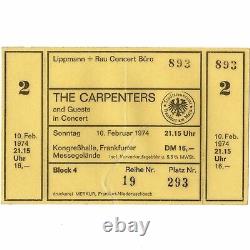 THE CARPENTERS Concert Ticket Stub FRANKFURT GERMANY 2/10/74 KONGRESSHALLE Rare