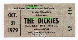 THE DICKIES / THE GO-GO'S Concert Ticket Stub 10-31-79 Stardust Ballroom CA RARE