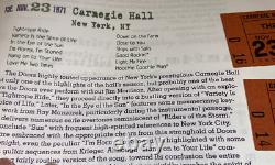 THE DOORS 1971 CONCERT TICKET STUBS CARNEGIE HALL Ray Manzarek Robby Krieger USA