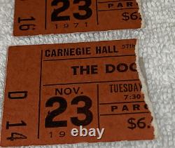 THE DOORS 1971 CONCERT TICKET STUBS CARNEGIE HALL Ray Manzarek Robby Krieger USA