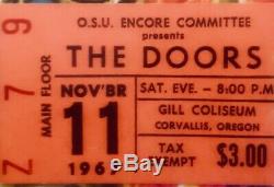 THE DOORS (Band)-Jim Morrison-1967 Concert Ticket Stub (Oregon State University)