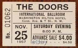 THE DOORS (Band)-Jim Morrison-1967 RARE Concert Ticket Stub (Washington D. C.)
