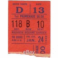 THE DOORS Concert Ticket Stub NEW YORK 1/24/69 MSG THE SOFT PARADE TOUR Rare