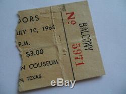 THE DOORS Original 1968 CONCERT TICKET STUB Sam Houston Coliseum