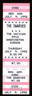 THE DWARVES Unused Concert Ticket Stub 7-9-1992 Hardcore Punk Texas RARE