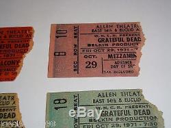THE GRATEFUL DEAD, 1971 VINTAGE CONCERT GIG TICKET STUBS, Jerry Garcia, Bob Weir