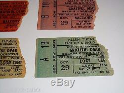 THE GRATEFUL DEAD, 1971 VINTAGE CONCERT GIG TICKET STUBS, Jerry Garcia, Bob Weir