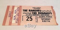 THE RAMONES THE RUNAWAYS Concert Ticket Stub February 25,1978 ATLANTA LITA FORD