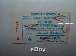 THE WHO 1975 Concert Ticket Stub PONTIAC STADIUM MICHIGAN Keith Moon MEGA RARE