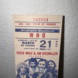 THE WHO 1976 Original CONCERT TICKET STUB Anaheim Stadium KEITH MOO RARE