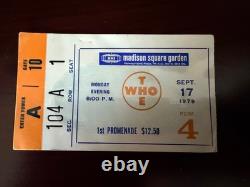 THE WHO 1979 MSG Concert Ticket Stub Madison Square Garden 9/17/79 NYC