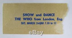 THE WHO March 2, 1968 Edmonton The Who Sell Out Tour Concert Ticket Stub RARE