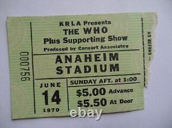 THE WHO Original 1970 CONCERT TICKET STUB Anaheim Stadium KEITH MOON