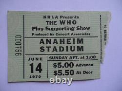 THE WHO Original 1970 CONCERT TICKET STUB Anaheim Stadium KEITH MOON