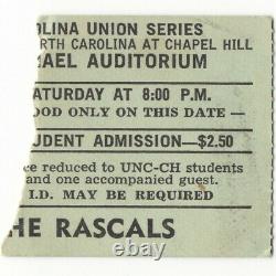 THE YOUNG RASCALS Concert Ticket Stub CHAPEL HILL NC 11/9/68 HOMECOMING Groovin