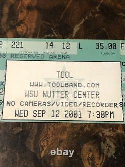 TOOL Concert Ticket UNUSED CANCELLED SHOW SEP 12 2001 -RARE- SEPT 11th