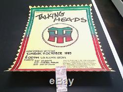 Talking Heads Genuine Vintage Concert Poster+Ticket Stub 10/9/83 U of Buffalo NY