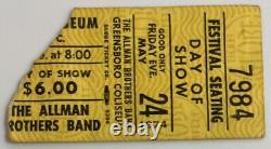 The Allman Brothers Band 1974 Concert Ticket Stub Greensboro Coliseum May 24